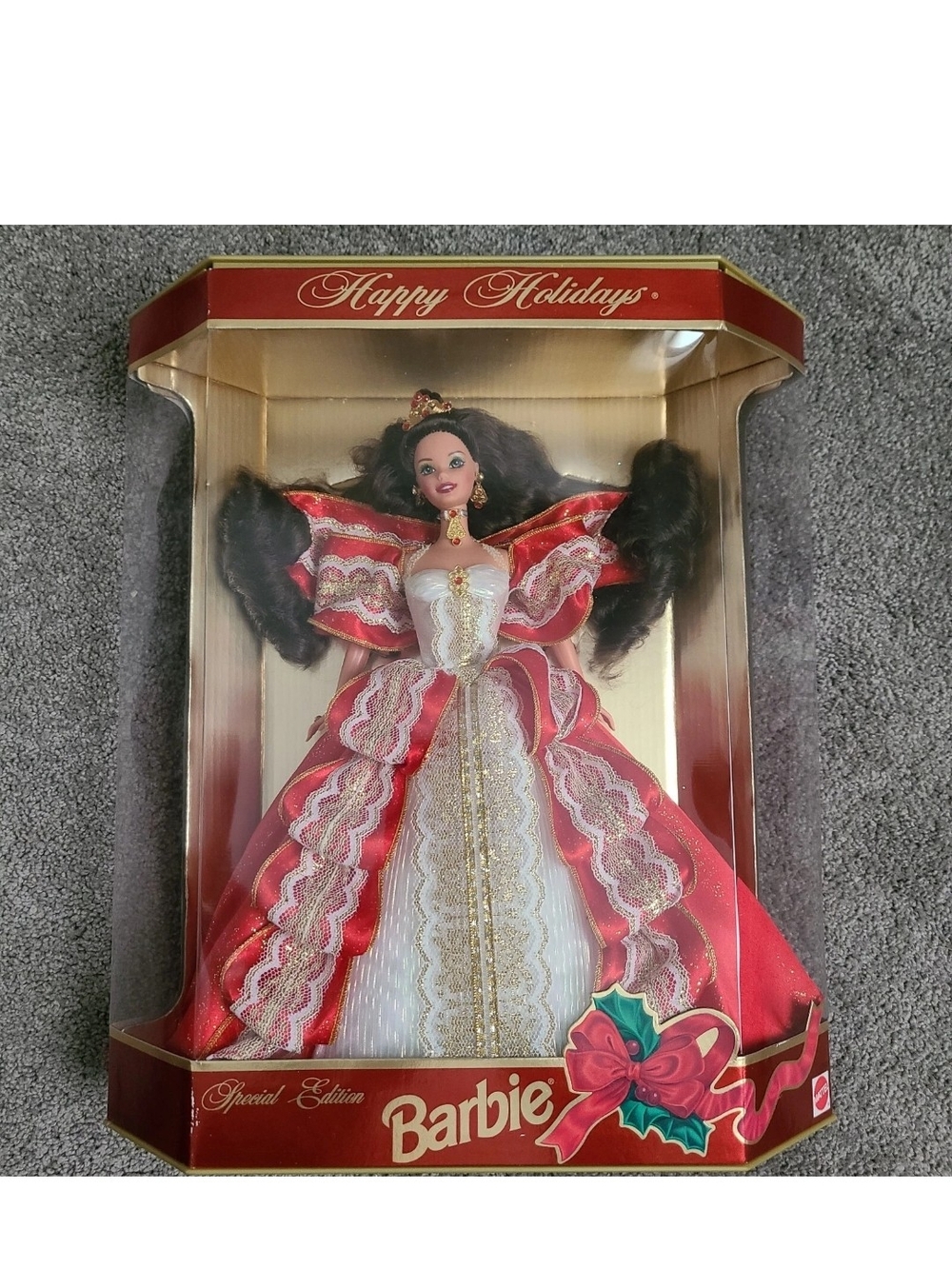 Barbie Happy Holidays Barbie Holiday Doll in Red & White Like New